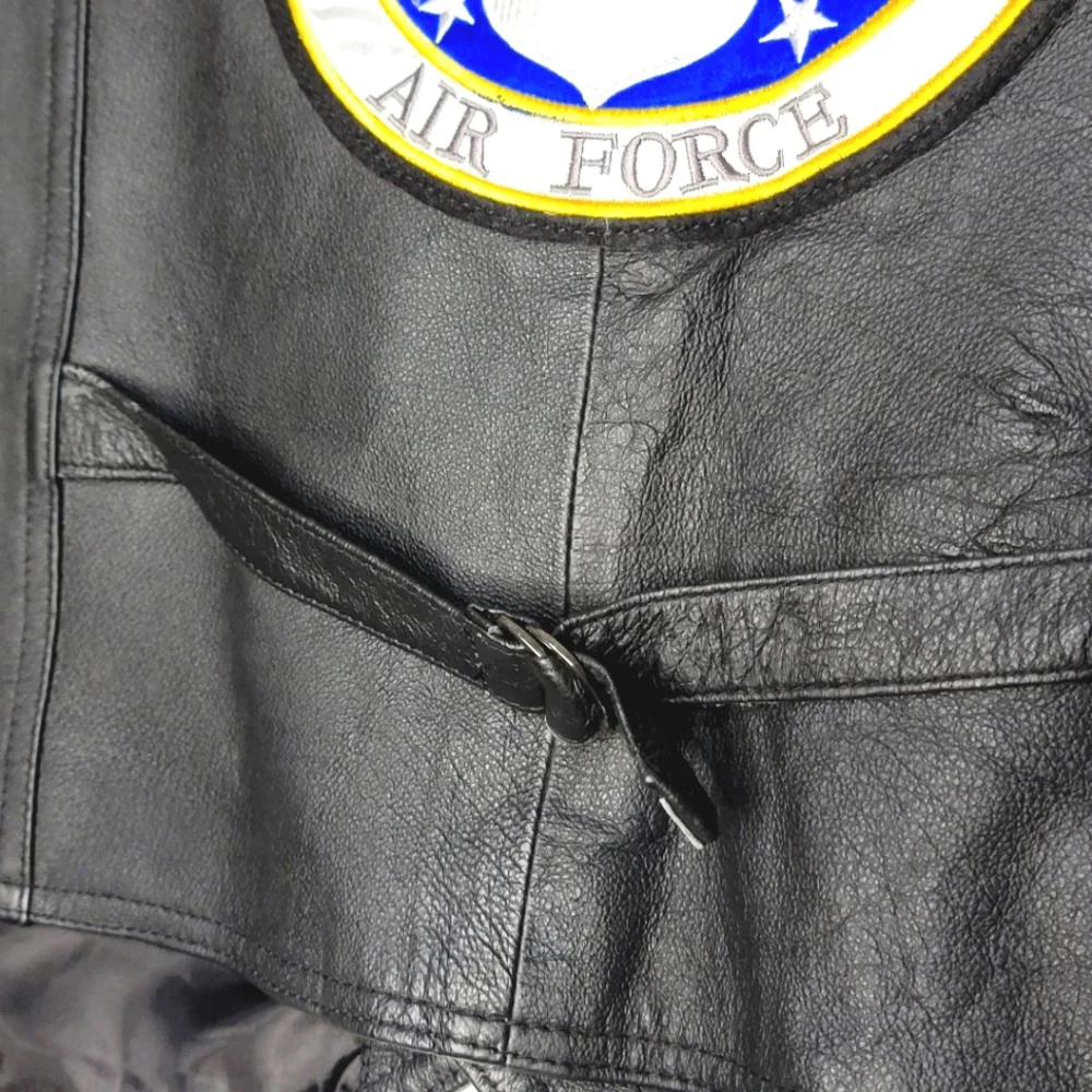 LEATHER US Air Force Motorcycle Vest Size XL‎ #391